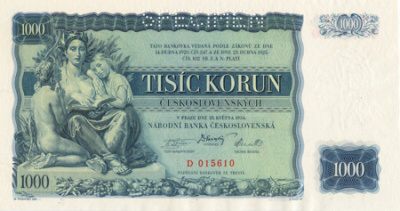 Česká bankovka s hodnotou 1000 Kč z roku 1934
